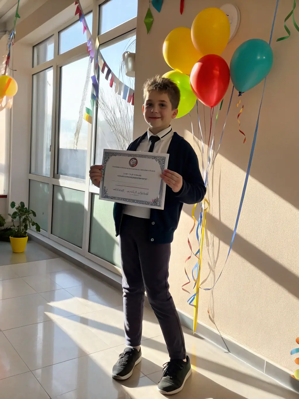 A photo of a young driver receiving a certificate of completion, symbolizing achievement and recognition within the L'ECURIE COTES D'ARMOR program.