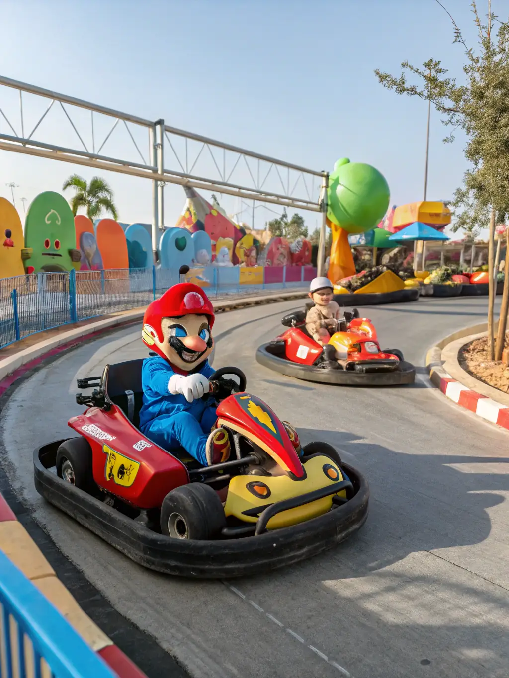 A vibrant image depicting young participants enthusiastically engaged in a go-karting session, showcasing the excitement and energy of the motorsport activity.